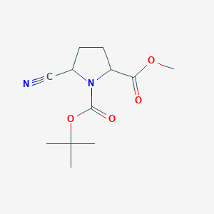molecular formula C12H18N2O4 B1379266 1-叔丁基 2-甲基 5-氰基吡咯烷-1,2-二甲酸酯 CAS No. 1822575-16-5