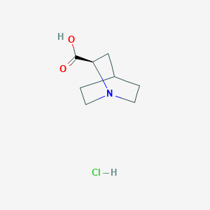 molecular formula C8H14ClNO2 B1379275 1-Azabicyclo[2.2.2]octane-2-carboxylic acid, hydrochloride, (R)-(9CI) CAS No. 94160-98-2