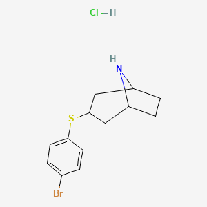 molecular formula C13H17BrClNS B1379281 3-[(4-溴苯基)硫烷基]-8-氮杂双环[3.2.1]辛烷盐酸盐 CAS No. 1823805-57-7