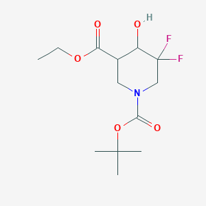 molecular formula C13H21F2NO5 B1379291 1-tert-Butyl 3-ethyl 5,5-difluoro-4-hydroxypiperidine-1,3-dicarboxylate CAS No. 1356338-61-8