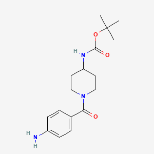molecular formula C17H25N3O3 B1379294 1-(4-Aminobenzoyl)piperidine-4-carbamic acid tert-butyl ester CAS No. 883106-38-5