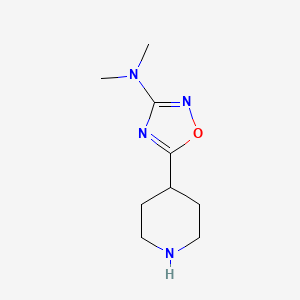 molecular formula C9H16N4O B1379314 N,N-二甲基-5-(哌啶-4-基)-1,2,4-恶二唑-3-胺 CAS No. 1594770-26-9