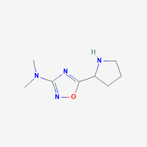 molecular formula C8H14N4O B1379315 N,N-二甲基-5-(吡咯烷-2-基)-1,2,4-恶二唑-3-胺 CAS No. 1603211-86-4