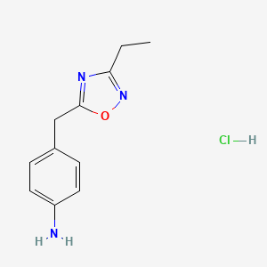 molecular formula C11H14ClN3O B1379322 4-[(3-乙基-1,2,4-恶二唑-5-基)甲基]苯胺盐酸盐 CAS No. 1461704-77-7