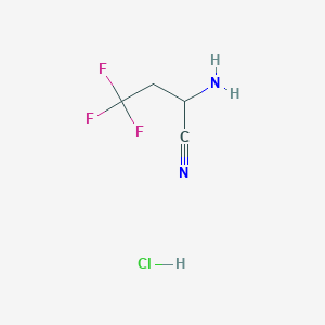 molecular formula C4H6ClF3N2 B1379332 2-氨基-4,4,4-三氟丁腈盐酸盐 CAS No. 1803598-49-3