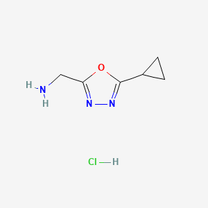 molecular formula C6H10ClN3O B1379349 (5-Cyclopropyl-1,3,4-oxadiazol-2-yl)methanamine hydrochloride CAS No. 1228879-02-4