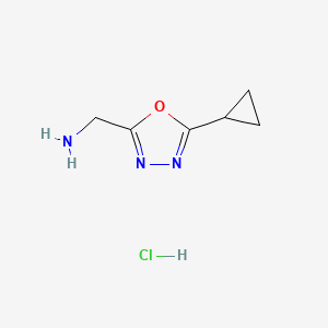 molecular formula C6H10ClN3O B1379349 Chlorhydrate de (5-cyclopropyl-1,3,4-oxadiazol-2-yl)méthanamine CAS No. 1228879-02-4