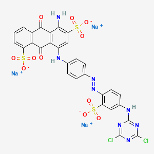 1,6-Anthracenedisulfonic acid, 5-amino-8-((4-((4-((4,6-dichloro-1,3,5-triazin-2-yl)amino)-2-sulfophenyl)azo)phenyl)amino)-9,10-dihydro-9,10-dioxo-, trisodium salt