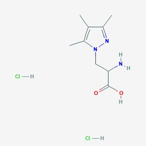 molecular formula C9H17Cl2N3O2 B1379360 2-amino-3-(trimethyl-1H-pyrazol-1-yl)propanoic acid dihydrochloride CAS No. 1803565-92-5