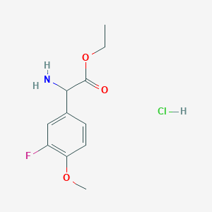 molecular formula C11H15ClFNO3 B1379372 Ethyl 2-amino-2-(3-fluoro-4-methoxyphenyl)acetate hydrochloride CAS No. 1803565-56-1