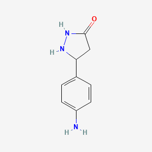 molecular formula C9H11N3O B1379379 5-(4-aminophenyl)-1,2-dihydro-3H-pyrazol-3-one CAS No. 908254-18-2