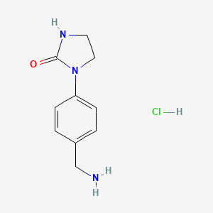 molecular formula C10H14ClN3O B1379385 1-[4-(Aminomethyl)phenyl]imidazolidin-2-one hydrochloride CAS No. 2089277-55-2