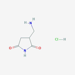 molecular formula C5H9ClN2O2 B1379395 3-(Aminomethyl)pyrrolidine-2,5-dione hydrochloride CAS No. 1799421-09-2