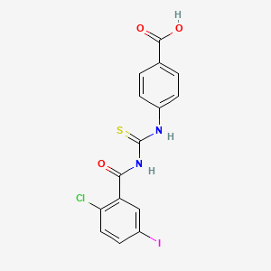 molecular formula C15H10ClIN2O3S B13794208 4-[(2-Chloro-5-iodobenzoyl)carbamothioylamino]benzoic acid CAS No. 531531-42-7