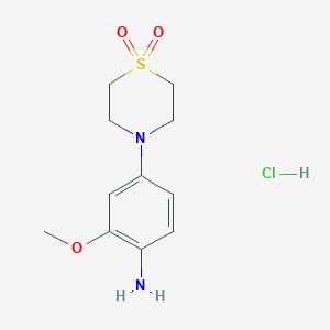 molecular formula C11H17ClN2O3S B1379423 4-(4-氨基-3-甲氧基苯基)-1lambda6-硫代吗啉-1,1-二酮盐酸盐 CAS No. 1803592-71-3