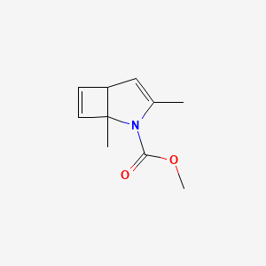 molecular formula C10H13NO2 B13794489 1,3-Dimethyl-2-azabicyclo[3.2.0]hepta-3,6-diene-2-carboxylic acid methyl ester 