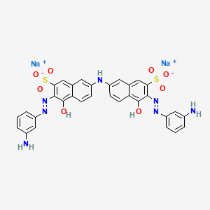 molecular formula C32H23N7Na2O8S2 B13794572 Disodium 7,7'-iminobis(3-((3-aminophenyl)azo)-4-hydroxynaphthalene-2-sulphonate) CAS No. 6420-39-9