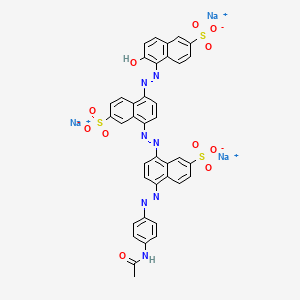 molecular formula C38H24N7Na3O11S3 B13794624 Trisodium;5-[[4-[[4-[(4-acetamidophenyl)diazenyl]-7-sulfonatonaphthalen-1-yl]diazenyl]-6-sulfonatonaphthalen-1-yl]diazenyl]-6-hydroxynaphthalene-2-sulfonate CAS No. 67906-46-1