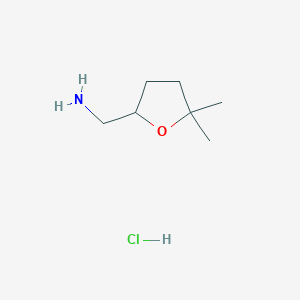 molecular formula C7H16ClNO B1379503 (5,5-Dimethyloxolan-2-yl)methanamine hydrochloride CAS No. 1803592-77-9