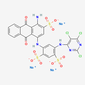 1,3-Benzenedisulfonic acid, 4-((4-amino-9,10-dihydro-9,10-dioxo-3-sulfo-1-anthracenyl)amino)-6-((2,5,6-trichloro-4-pyrimidinyl)amino)-, trisodium salt