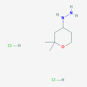 molecular formula C7H18Cl2N2O B1379514 (2,2-Dimethyloxan-4-yl)hydrazine dihydrochloride CAS No. 1803593-29-4