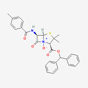 molecular formula C29H28N2O5S B13795184 Benzhydryl 6-(4-methylbenzamido)penicillanate 4-oxide CAS No. 77887-68-4