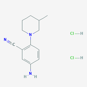 molecular formula C13H19Cl2N3 B1379523 5-Amino-2-(3-methylpiperidin-1-yl)benzonitrile dihydrochloride CAS No. 1982760-99-5