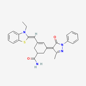 3-([3-Ethyl-1,3-benzothiazol-2(3H)-ylidene]methyl)-5-(3-methyl-5-oxo-1-phenyl-1,5-dihydro-4H-pyrazol-4-ylidene)-3-cyclohexene-1-carboxamide