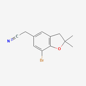 molecular formula C12H12BrNO B1379535 2-(7-Bromo-2,2-dimethyl-2,3-dihydro-1-benzofuran-5-yl)acetonitrile CAS No. 1781146-88-0