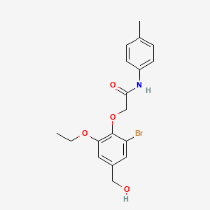 molecular formula C18H20BrNO4 B13795350 2-[2-bromo-6-ethoxy-4-(hydroxymethyl)phenoxy]-N-(4-methylphenyl)acetamide 