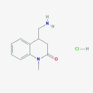 molecular formula C11H15ClN2O B1379537 4-(Aminomethyl)-1-methyl-3,4-dihydro-2(1H)-quinolinone hydrochloride CAS No. 1354782-97-0