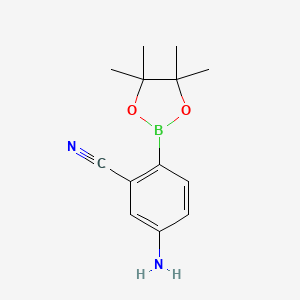 molecular formula C13H17BN2O2 B1379549 5-Amino-2-(tetramethyl-1,3,2-dioxaborolan-2-yl)benzonitrile CAS No. 1350635-52-7