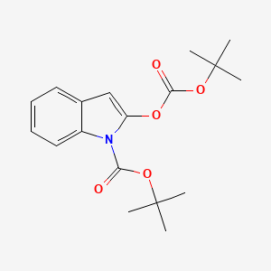 molecular formula C18H23NO5 B1379551 2-tert-Butoxycarbonyloxy-indole-1-carboxylic acid tert-butyl ester CAS No. 1440526-59-9