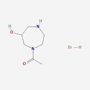 molecular formula C7H15BrN2O2 B1379553 1-乙酰-1,4-二氮杂环己-6-醇氢溴酸盐 CAS No. 1609403-22-6