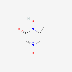 molecular formula C6H10N2O3 B13795589 1-Hydroxy-6,6-dimethyl-4-oxo-5,6-dihydro-4lambda~5~-pyrazin-2(1H)-one CAS No. 89587-40-6