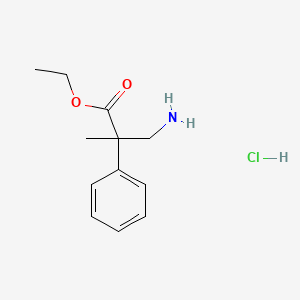 molecular formula C12H18ClNO2 B1379580 Ethyl 3-amino-2-methyl-2-phenylpropanoate hydrochloride CAS No. 1797845-69-2