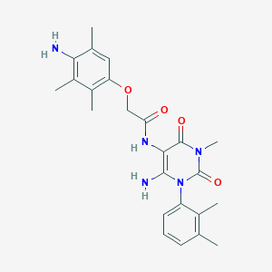 molecular formula C24H29N5O4 B13796121 Acetamide,N-[6-amino-1-(2,3-dimethylphenyl)-1,2,3,4-tetrahydro-3-methyl-2,4-dioxo-pyrimidin-5-YL]-2-(4-amino-2,3,5-trimethylphenoxy)- 