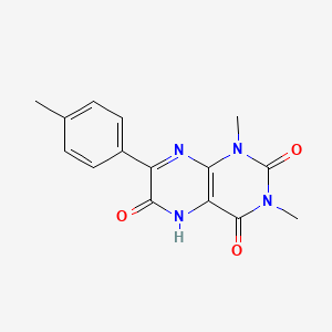 molecular formula C15H14N4O3 B13796125 2,4,6(3H)-Pteridinetrione, 1,5-dihydro-1,3-dimethyl-7-(4-methylphenyl)- 