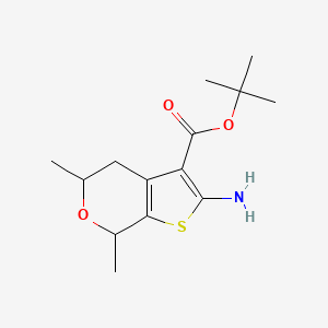 molecular formula C14H21NO3S B1379615 叔丁基 2-氨基-5,7-二甲基-4H,5H,7H-噻吩并[2,3-c]吡喃-3-羧酸酯 CAS No. 1557220-99-1
