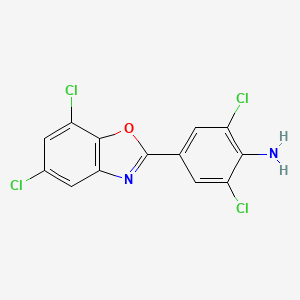 molecular formula C13H6Cl4N2O B13796154 2,6-dichloro-4-(5,7-dichloro-1,3-benzoxazol-2-yl)aniline 