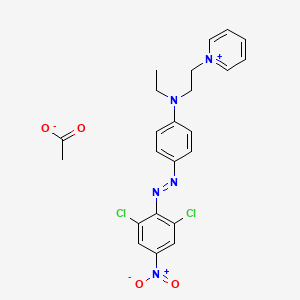 molecular formula C21H20Cl2N5O2.C2H3O2<br>C23H23Cl2N5O4 B13796455 1-[2-[[4-[(2,6-Dichloro-4-nitrophenyl)azo]phenyl]ethylamino]ethyl]pyridinium acetate CAS No. 59709-07-8