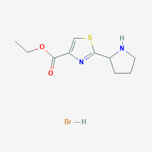 molecular formula C10H15BrN2O2S B1379646 2-(吡咯烷-2-基)-1,3-噻唑-4-羧酸乙酯氢溴酸盐 CAS No. 1798725-69-5