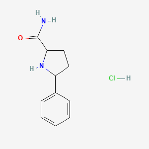 molecular formula C11H15ClN2O B1379652 5-苯基吡咯烷-2-甲酰胺盐酸盐 CAS No. 1803561-79-6
