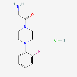 molecular formula C12H17ClFN3O B1379655 2-Amino-1-[4-(2-fluorophenyl)piperazin-1-yl]ethan-1-one hydrochloride CAS No. 1605772-63-1