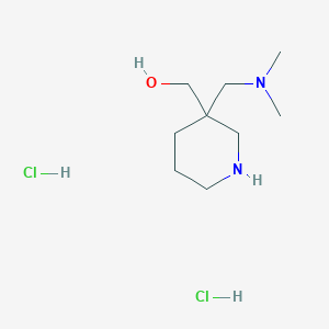 molecular formula C9H22Cl2N2O B1379662 {3-[(Dimethylamino)methyl]-3-piperidinyl}methanol dihydrochloride CAS No. 1609396-04-4