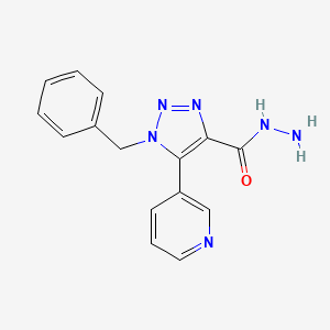 molecular formula C15H14N6O B1379700 1-苄基-5-(吡啶-3-基)-1H-1,2,3-三唑-4-碳酰肼 CAS No. 1638612-99-3