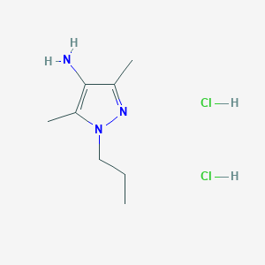 molecular formula C8H17Cl2N3 B1379701 3,5-Dimethyl-1-propyl-1H-pyrazol-4-amine dihydrochloride CAS No. 1431966-81-2