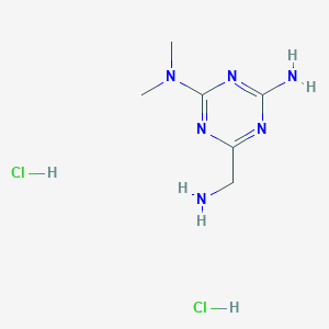 molecular formula C6H14Cl2N6 B1379716 6-(Aminomethyl)-N,N-dimethyl-1,3,5-triazine-2,4-diamine dihydrochloride CAS No. 1609403-23-7