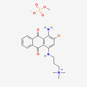 molecular formula C20H23BrN3O2.CH3O4S<br>C21H26BrN3O6S B13797187 3-[(4-Amino-3-bromo-9,10-dihydro-9,10-dioxo-1-anthryl)amino]propyltrimethylammonium methyl sulphate CAS No. 72208-24-3