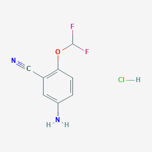 molecular formula C8H7ClF2N2O B1379721 5-Amino-2-(difluoromethoxy)benzonitrile hydrochloride CAS No. 1803606-66-7